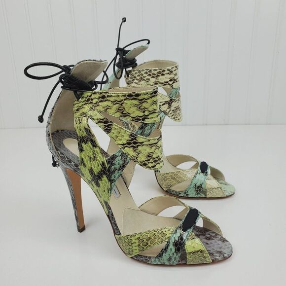 MISMATCHED Brian Atwood Uma Snakeskin Multicolored High Heels Sandals SH-034 - Picture 3 of 15